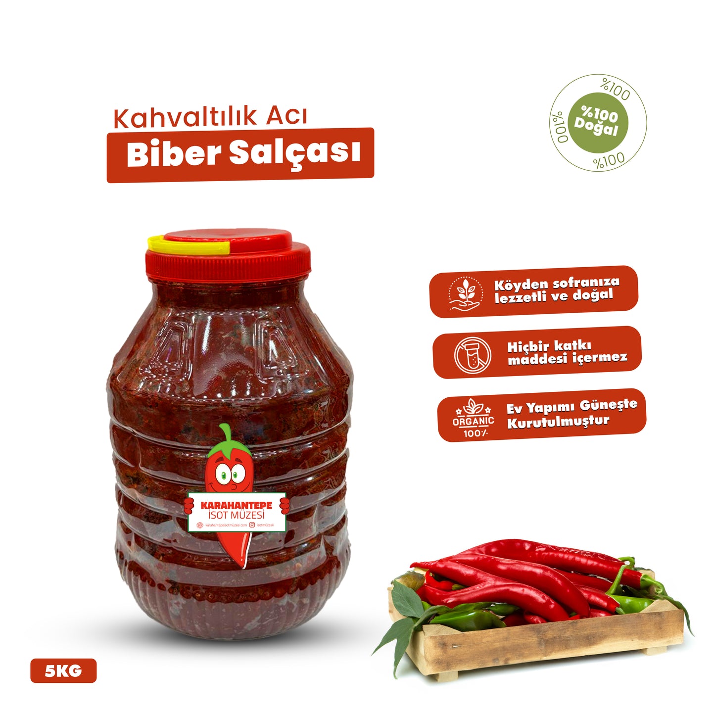 Ev Yapımı Kahvaltılık Acı Biber Salçası