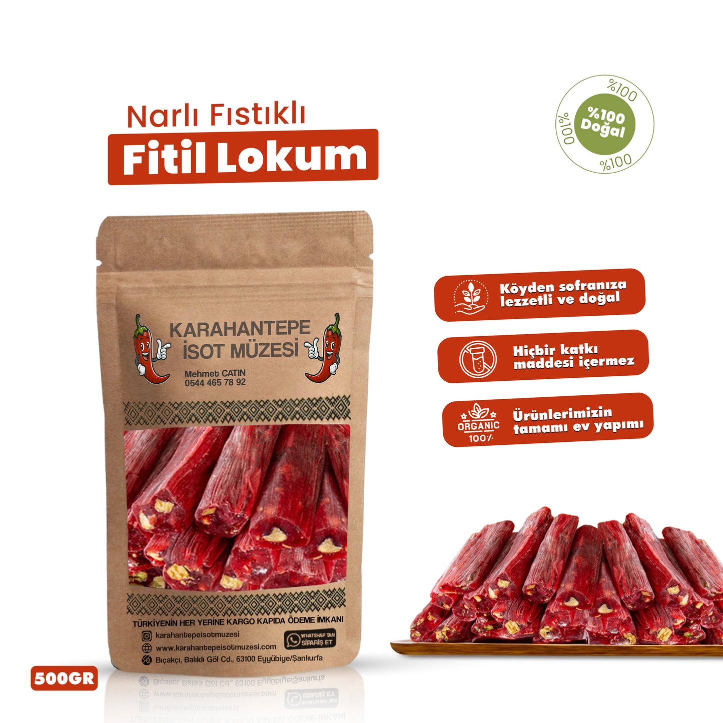Narlı Fıstıklı Fitil Lokum