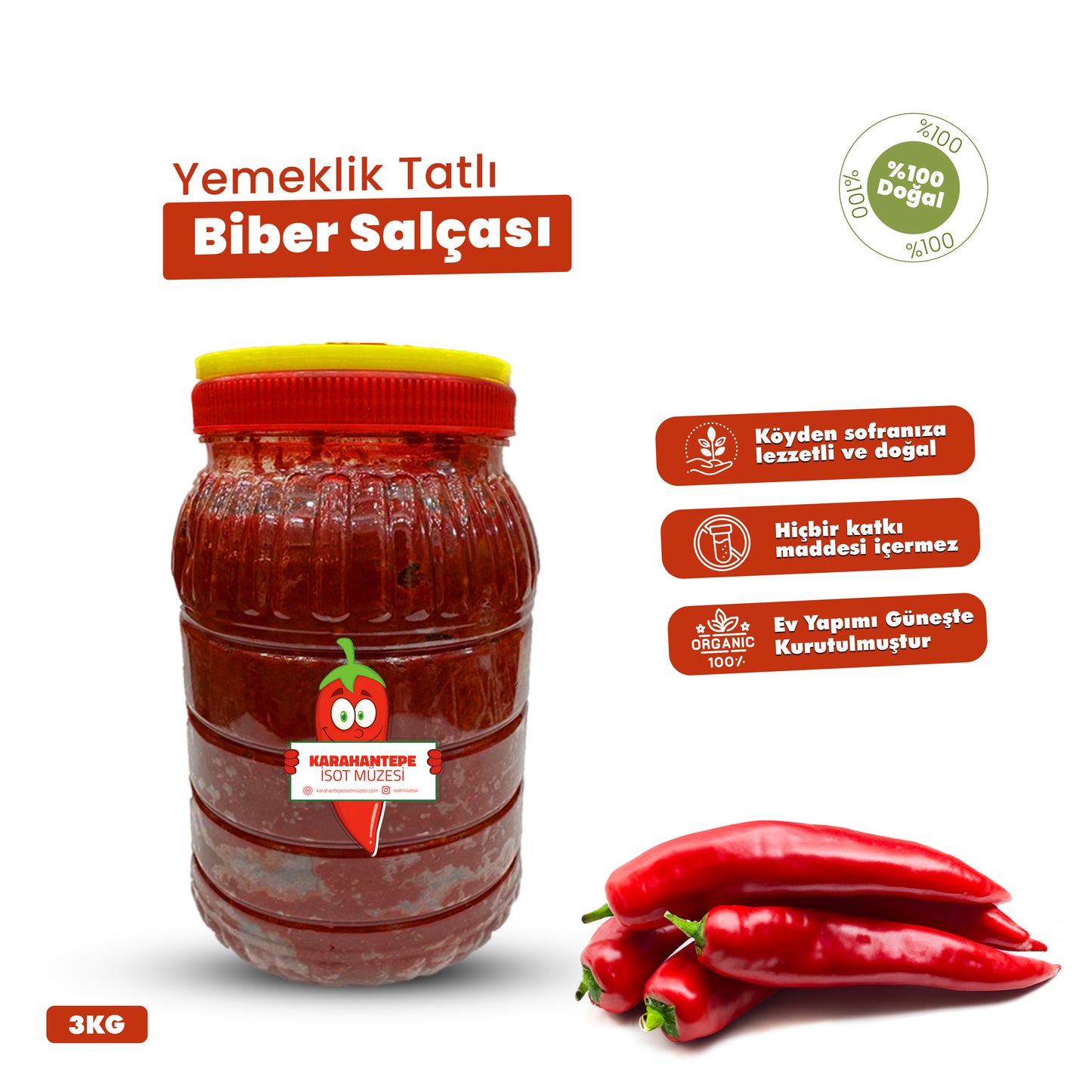 Ev Yapımı Yemeklik Tatlı Biber Salçası