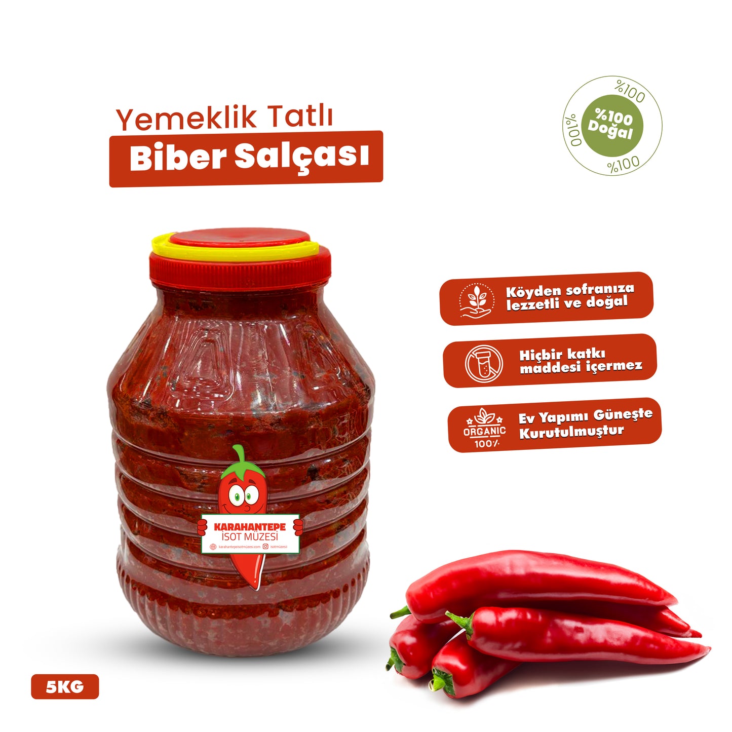 Ev Yapımı Yemeklik Tatlı Biber Salçası