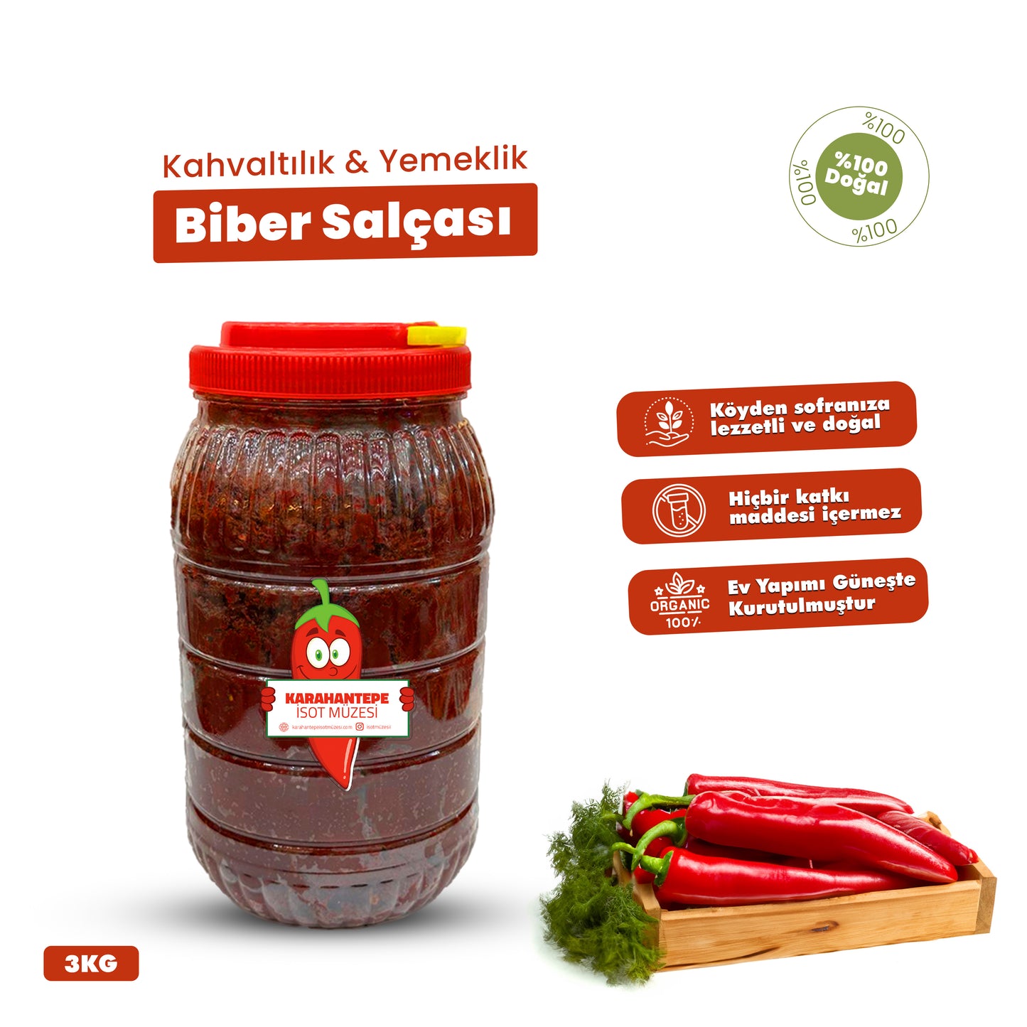 Ev Yapımı Kahvaltılık & Yemeklik Tatlı Biber Salçası