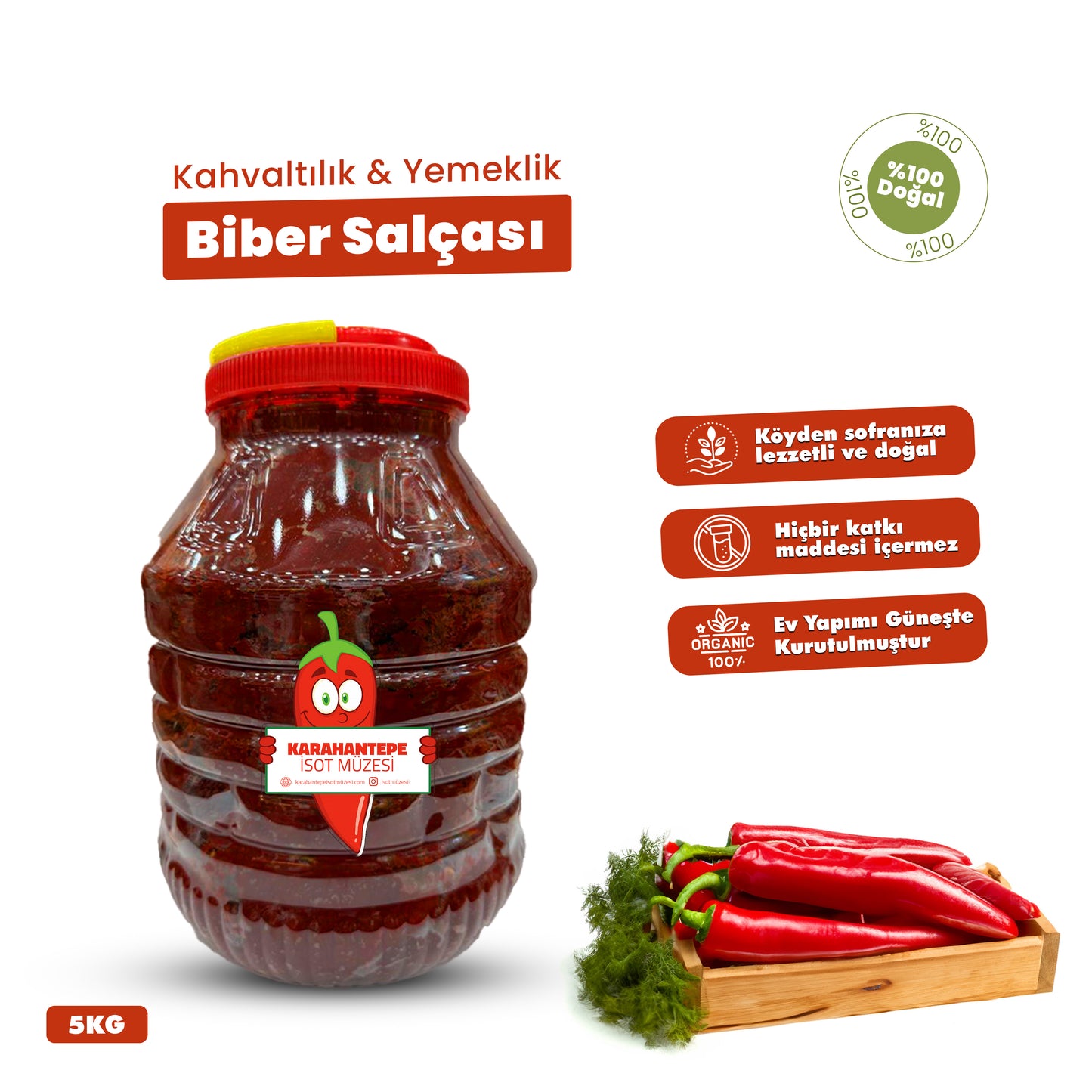 Ev Yapımı Kahvaltılık & Yemeklik Tatlı Biber Salçası